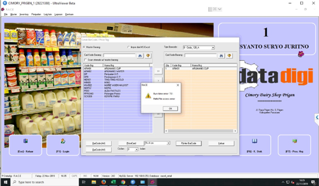 Solusi Run time error 75 Path file access error saat cetak barcode pada aplikasi race