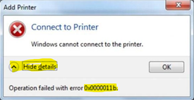 Problem Printer Sharing Error (code 0x0000011b) di windows 10